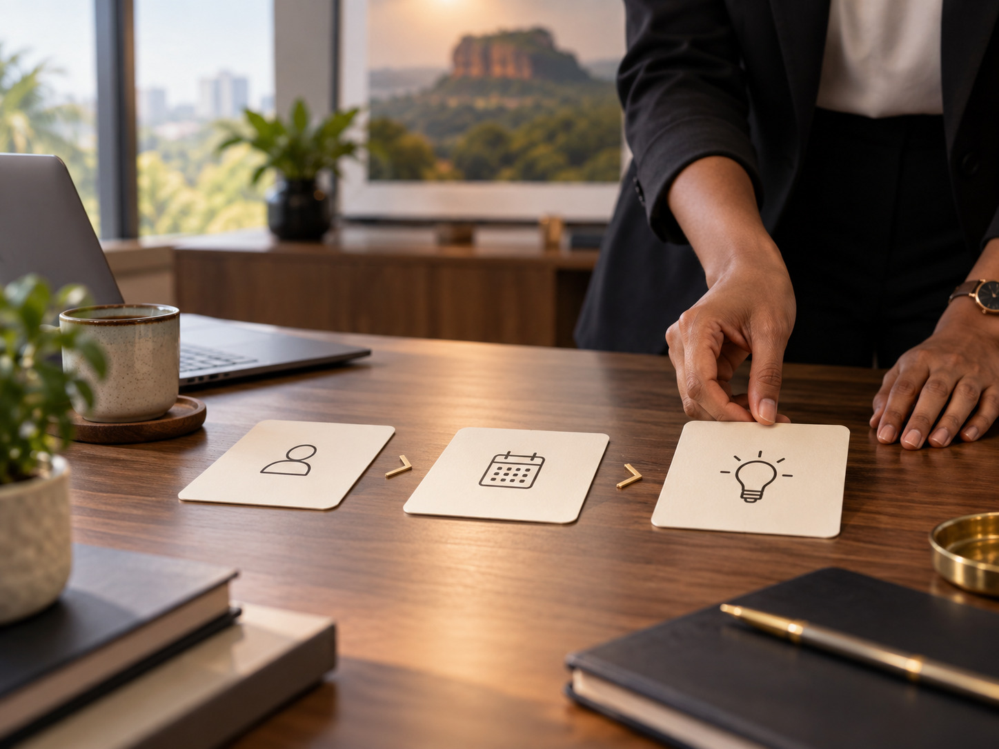Professional reviewing clear next-step options in a modern Sri Lankan office setting