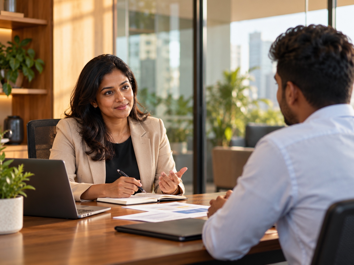 Recruiter conducting a structured candidate screening conversation